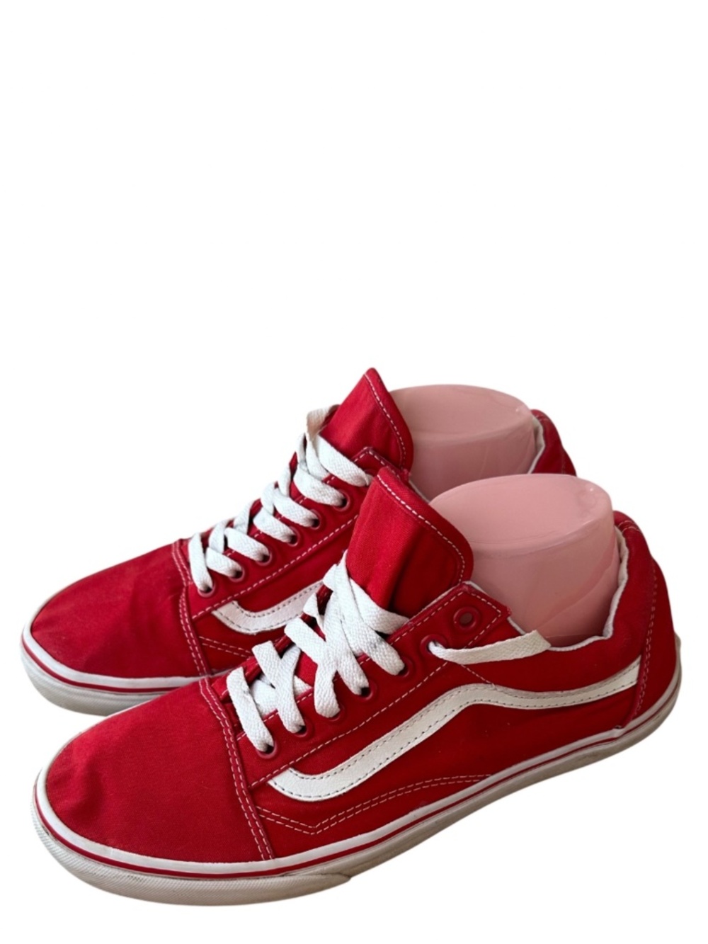 Vans Old Skool Sneakers Shoes Mens 9 Womens 10.5 Red White Low Top Skater - Picture 2 of 10
